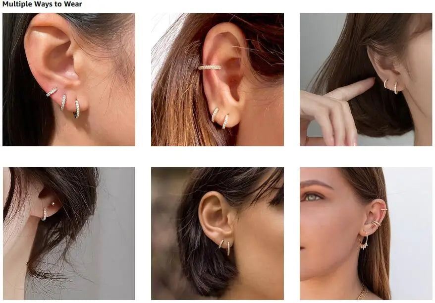 925 Sterling Silver Hoop Earrings for Women 14K Gold Plated Cubic Zirconia Small Huggie Hoops Minimalist Jewelry Gift for Her