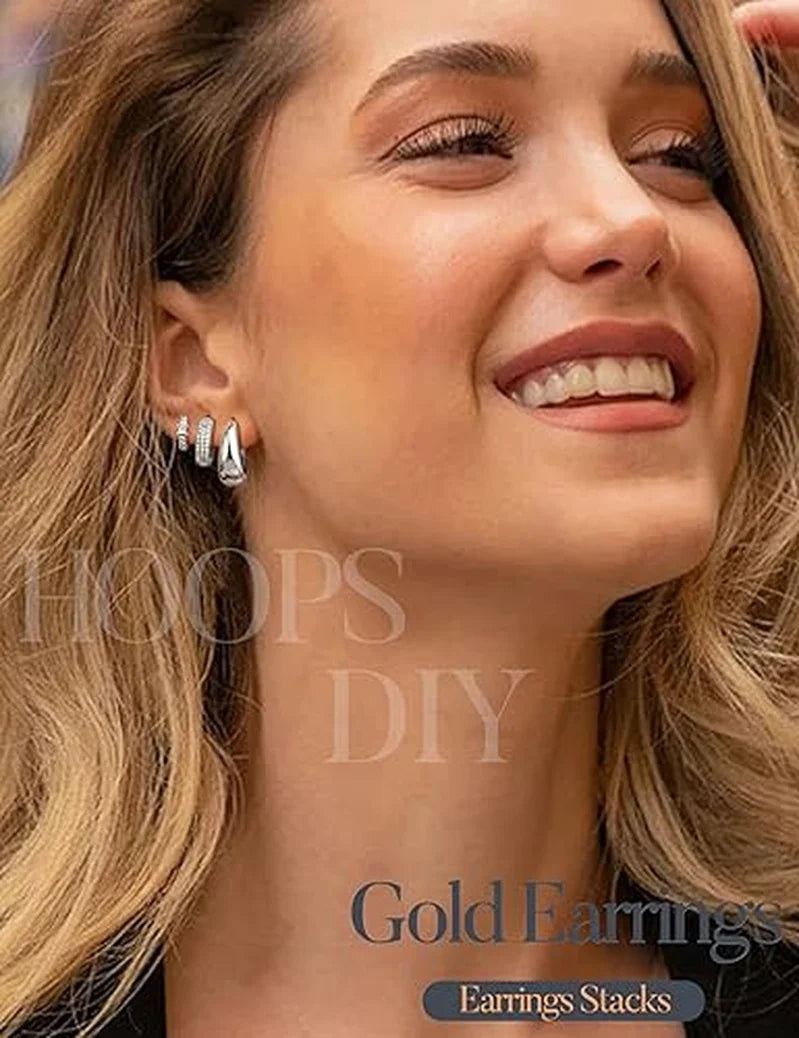 3pcs Sparkling CZ Hoops Earrings Set Women Silver Plated Huggie Hoop Earrings Minimalist Ear Stack Jewelry Gift