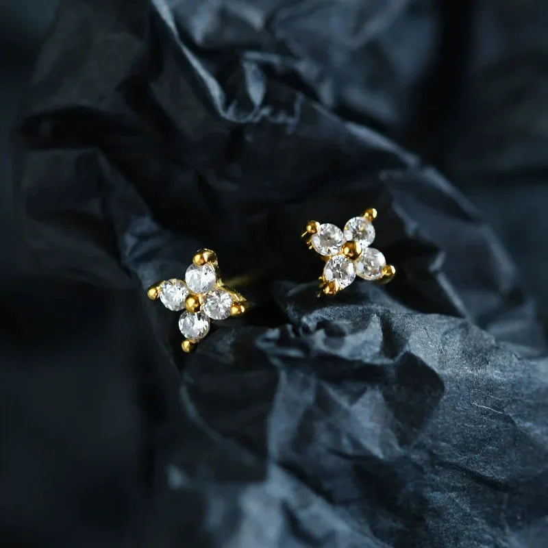 14K Gold/Silver Plated Flower Bracelets for Women Cubic Zirconia Four Clover Leaf Charm Dainty Bracelets Shiny Jewelry Gifts
