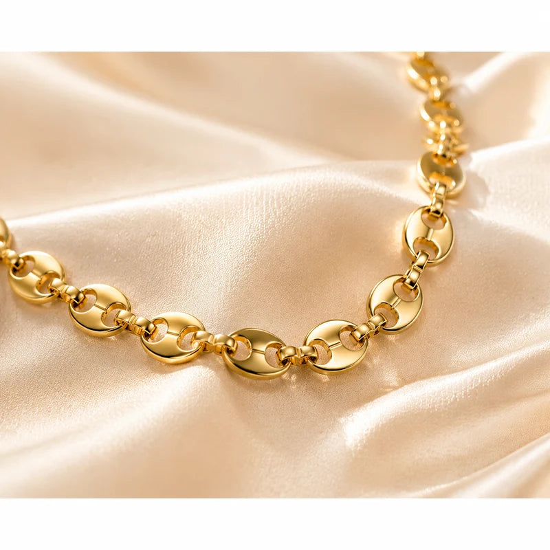 Stainless Steel Pig Nose Chain Bracelet for Men Women Oval Link Bracelet Minimalist Jewelry Gold Silver Color Bracelet Gift