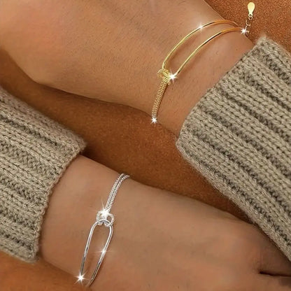 2/1pcs Matching Knot Bracelets Adjustable Double Chain Gold/Silver Plated Minimalist Bracelet for Friends Couples Jewelry Gifts