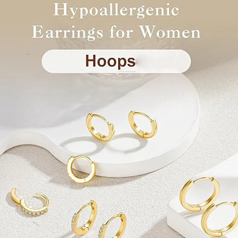 925 Sterling Silver Hoop Earrings for Women Men Micro Pave CZ Minimalist Huggie Hoops Hypoallergenic Stackable Ear Jewelry Gifts