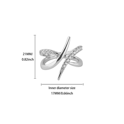 Cross Wrap Ring for Women CZ Zircon Adjustable Open Ring Minimalist Fashion Jewelry Gold Silver Color Statement Ring Gift