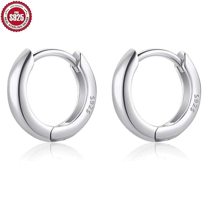 925 Sterling Silver Hoop Earrings for Women Men Micro Pave CZ Minimalist Huggie Hoops Hypoallergenic Stackable Ear Jewelry Gifts