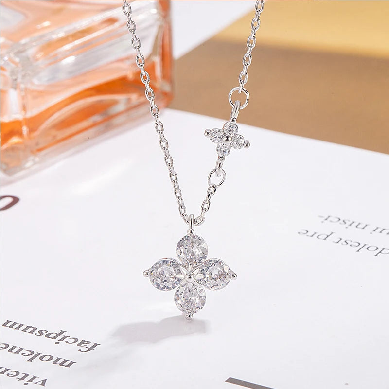 14K Gold/Silver Plated Flower Bracelets for Women Cubic Zirconia Four Clover Leaf Charm Dainty Bracelets Shiny Jewelry Gifts