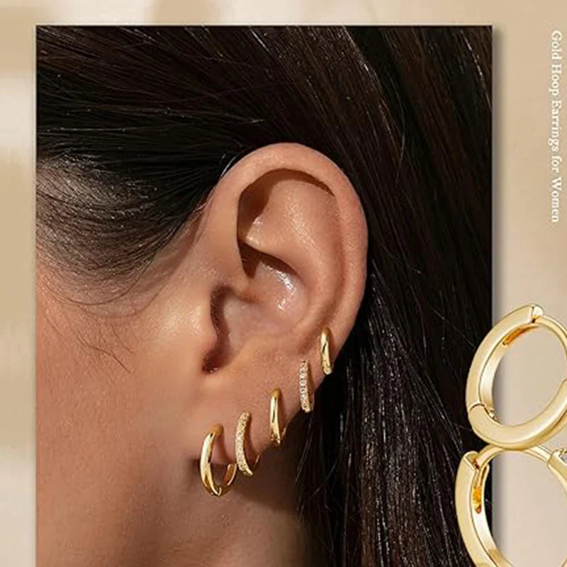 925 Sterling Silver Hoop Earrings for Women Men Micro Pave CZ Minimalist Huggie Hoops Hypoallergenic Stackable Ear Jewelry Gifts