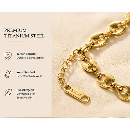 Stainless Steel Pig Nose Chain Bracelet for Men Women Oval Link Bracelet Minimalist Jewelry Gold Silver Color Bracelet Gift