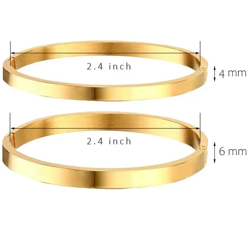 18K Gold Plated Oval Bracelet for Women Jewelry Trendy Love Bangle Stackable Friendship Bracelets Christmas Birthday Gifts