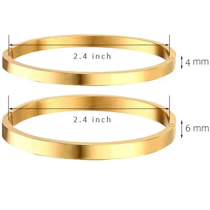 18K Gold Plated Oval Bracelet for Women Jewelry Trendy Love Bangle Stackable Friendship Bracelets Christmas Birthday Gifts