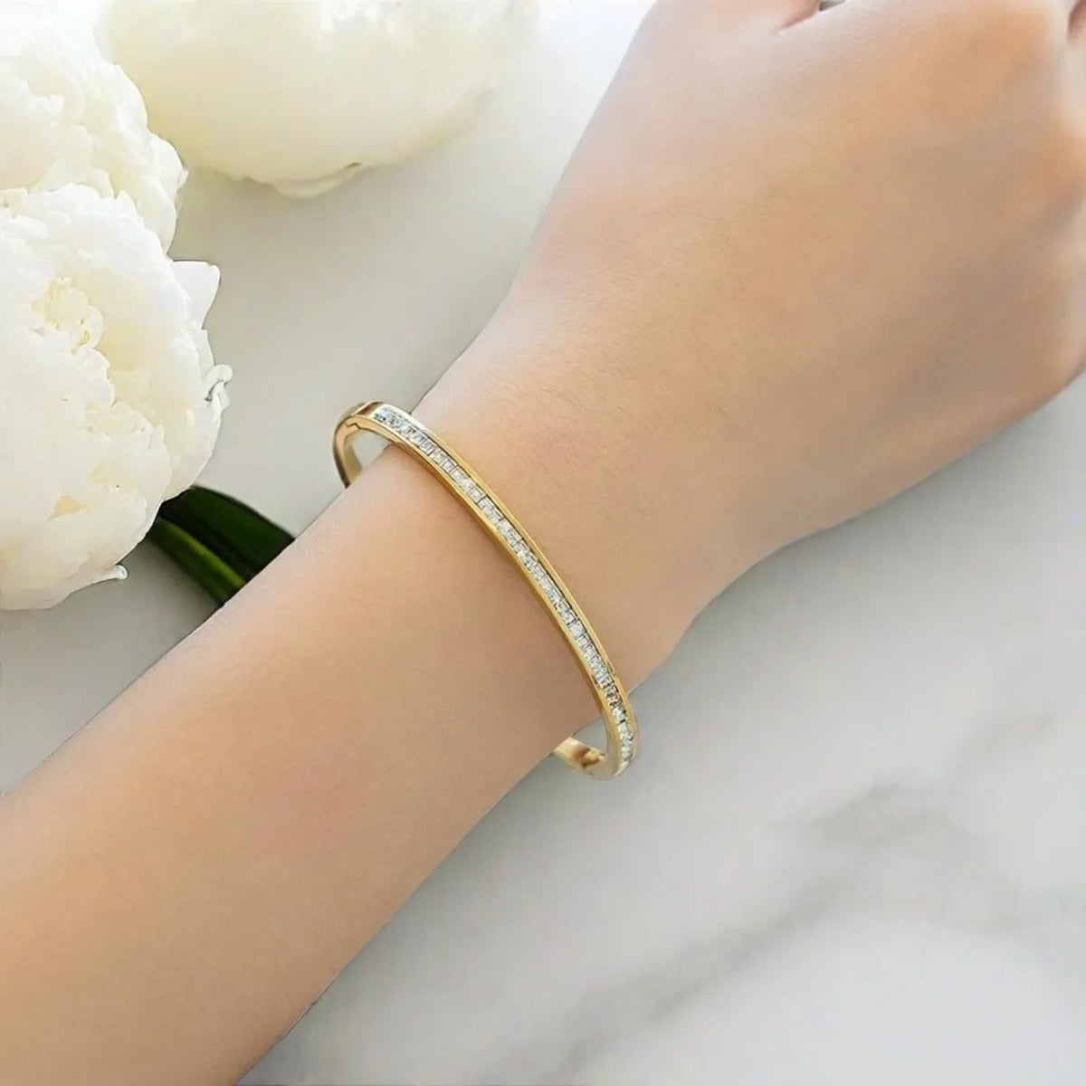 Hot Sale Gold Plated Double-Layer Bracelet CZ Inlaid Luxury Bangle for Women Fashion Trendy Jewelry Perfect Gift for Daily Wear
