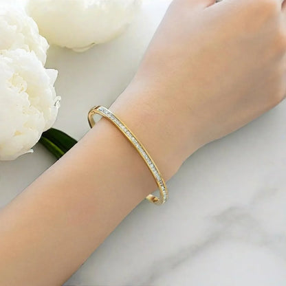 Hot Sale Gold Plated Double-Layer Bracelet CZ Inlaid Luxury Bangle for Women Fashion Trendy Jewelry Perfect Gift for Daily Wear