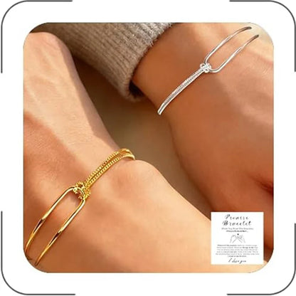 2/1pcs Matching Knot Bracelets Adjustable Double Chain Gold/Silver Plated Minimalist Bracelet for Friends Couples Jewelry Gifts
