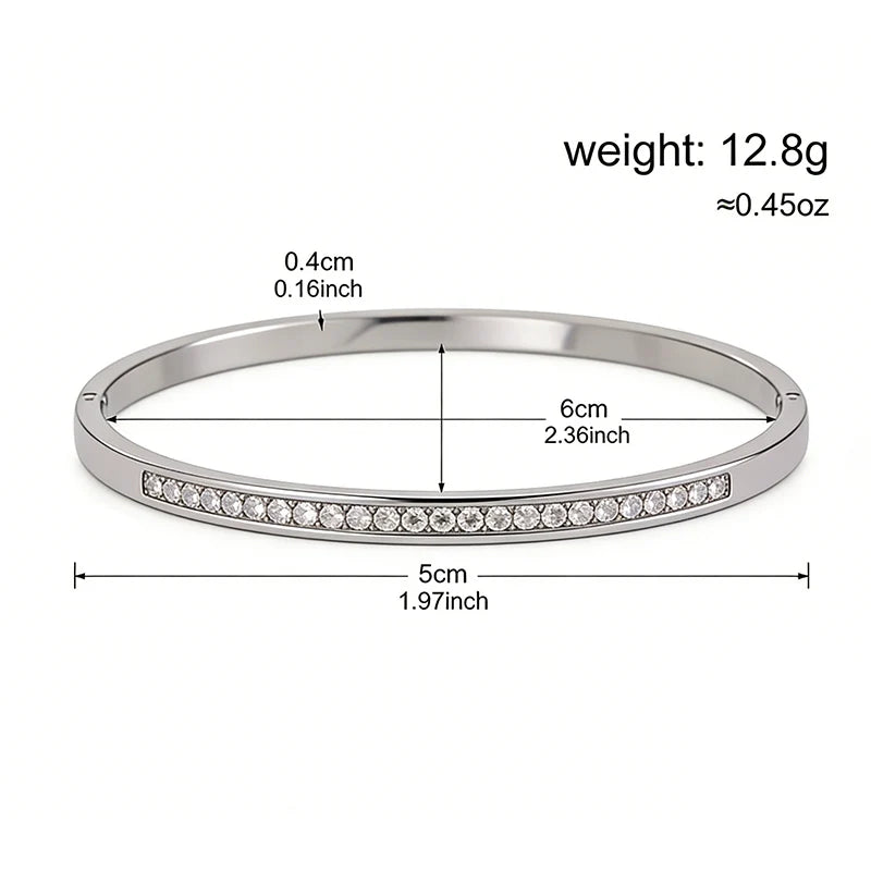 Shiny Crystal Stackable Bracelet for Women Dainty Clover Chain Square Zircon Bangle Stackable Adjustable Party Jewelry Gift
