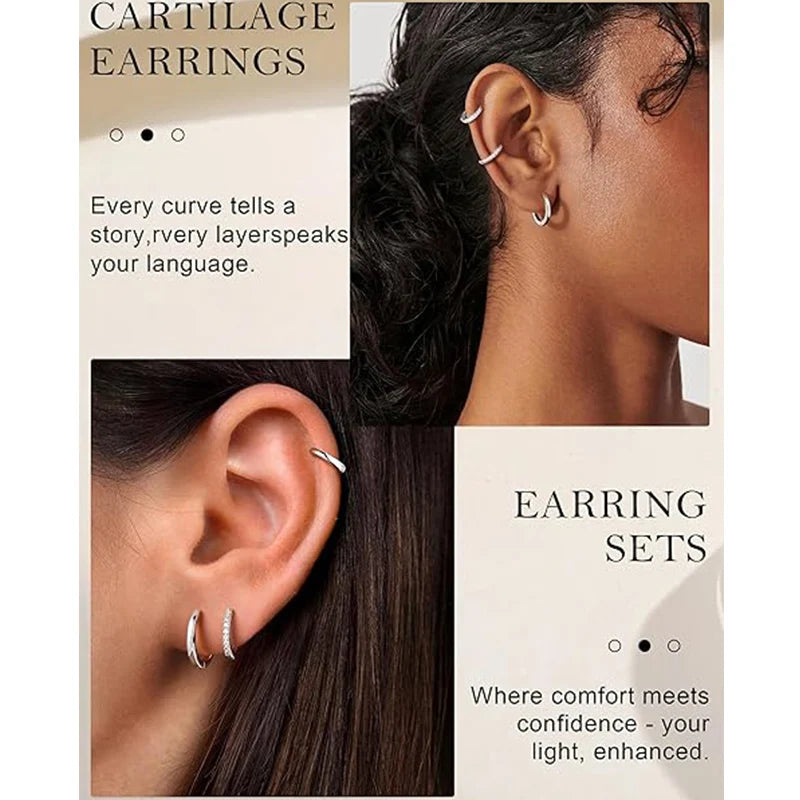 925 Sterling Silver Hoop Earrings for Women Men Micro Pave CZ Minimalist Huggie Hoops Hypoallergenic Stackable Ear Jewelry Gifts