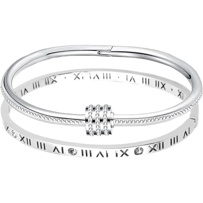 Hot Sale Gold Plated Double-Layer Bracelet CZ Inlaid Luxury Bangle for Women Fashion Trendy Jewelry Perfect Gift for Daily Wear