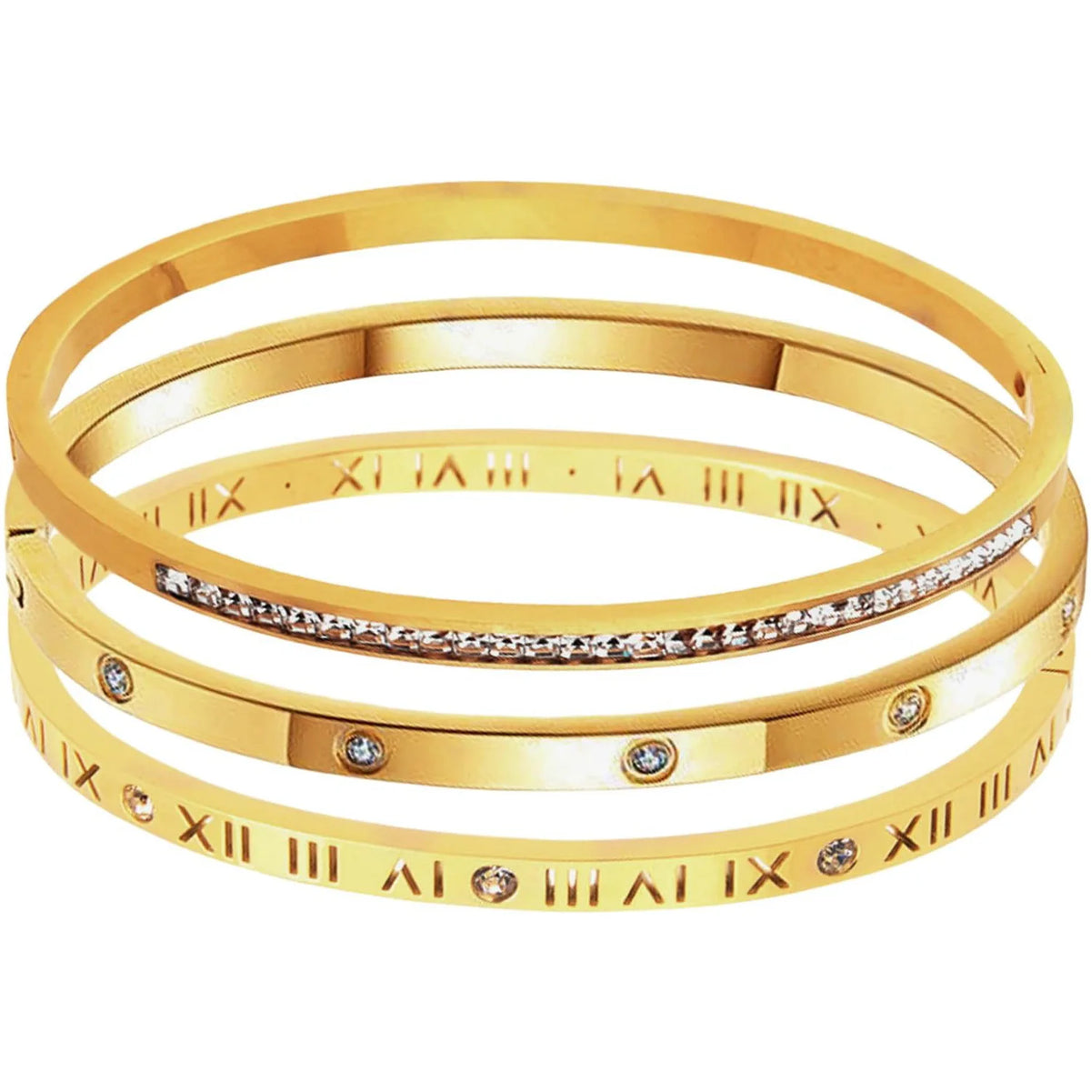 Hot Sale Gold Plated Double-Layer Bracelet CZ Inlaid Luxury Bangle for Women Fashion Trendy Jewelry Perfect Gift for Daily Wear