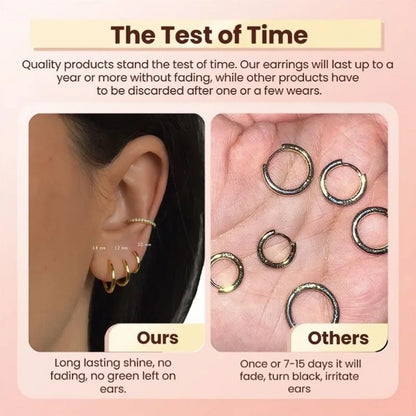5 Pairs 14K Gold Plated Huggie Hoop Earrings for Women Lightweight Minimalist Small Hoops Multiple Piercing Stack Set Earrings