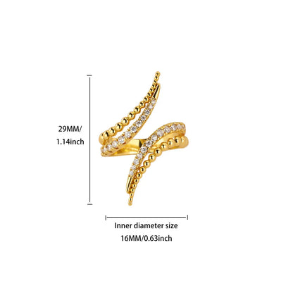 Cross Wrap Ring for Women CZ Zircon Adjustable Open Ring Minimalist Fashion Jewelry Gold Silver Color Statement Ring Gift