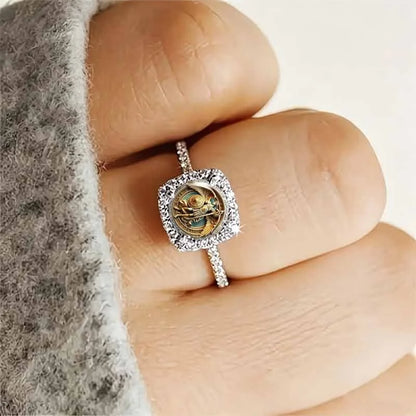 Vintage Archangel Michael Ring Religious Statement Ring Zircon Halo Gothic Cross Jewelry for Men Women Spiritual Gift