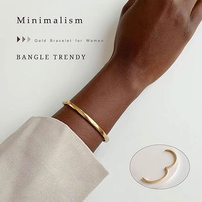 Gold Bangle Bracelet for Women Minimalist Dainty 18K Gold Plated  Waterproof Stainless Steel Bangle Non Tarnish Jewelry Gift