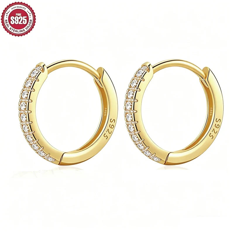925 Sterling Silver Hoop Earrings for Women Men Micro Pave CZ Minimalist Huggie Hoops Hypoallergenic Stackable Ear Jewelry Gifts