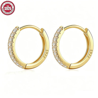 925 Sterling Silver Hoop Earrings for Women Men Micro Pave CZ Minimalist Huggie Hoops Hypoallergenic Stackable Ear Jewelry Gifts