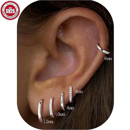 925 Sterling Silver Hoop Earrings for Women Men Micro Pave CZ Minimalist Huggie Hoops Hypoallergenic Stackable Ear Jewelry Gifts