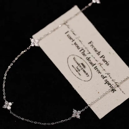 14K Gold/Silver Plated Flower Bracelets for Women Cubic Zirconia Four Clover Leaf Charm Dainty Bracelets Shiny Jewelry Gifts