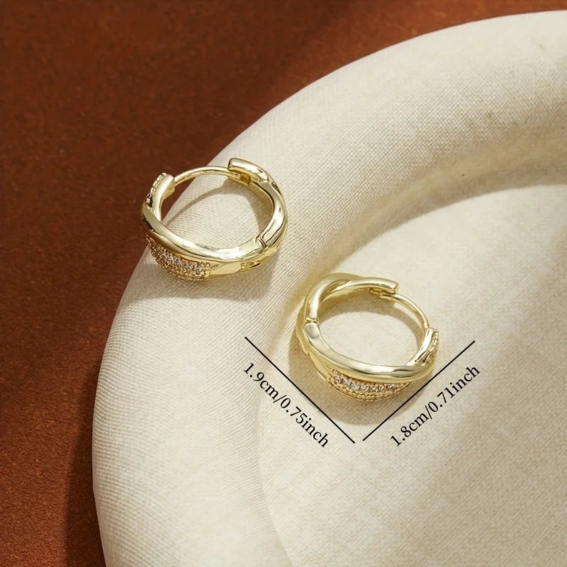 2026 New Twisted Zircon Hoop Earrings for Women Gold Plated Cross Twisted Cuff Earrings Sparkling Micro Paved CZ Party Jewelry
