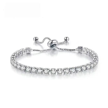 Shiny Crystal Stackable Bracelet for Women Dainty Clover Chain Square Zircon Bangle Stackable Adjustable Party Jewelry Gift