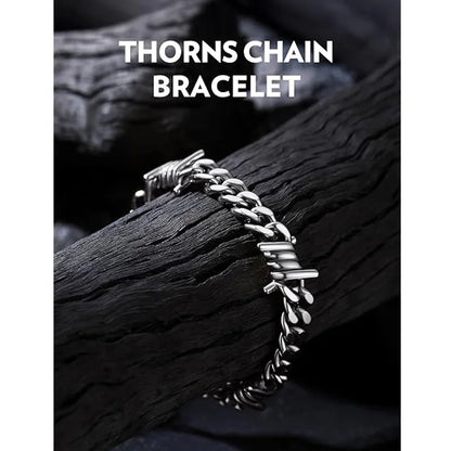 Barbed Wire Chain Bracelets for Men Women Stainless Steel Thorn Cuban Link Chains Bracelet Adjustable Punk Emo Style Jewelry