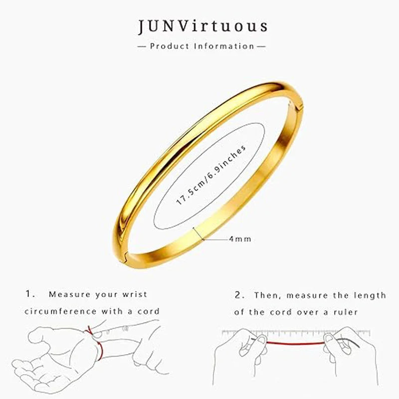 Gold Bangle Bracelet for Women Minimalist Dainty 18K Gold Plated  Waterproof Stainless Steel Bangle Non Tarnish Jewelry Gift