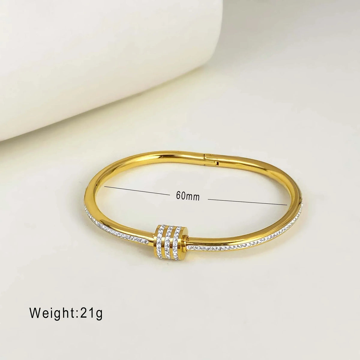 304 Stainless Steel Bangle Bracelet for Women White Shell Inlaid CZ Crystal Open Cuff Bangle Waterproof No Fade Daily Jewelry