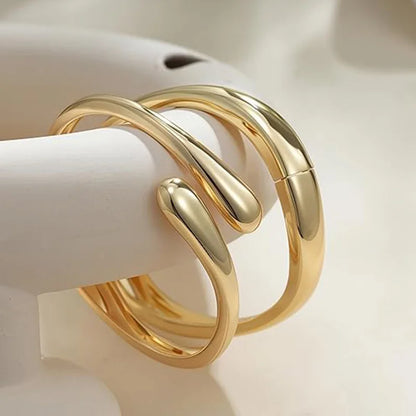 18K Gold Plated Hand Bracelets Bangle for Women Trendy Open Chunky Twist Cuff Bracelet Non Tarnish Waterproof Jewelry Gift