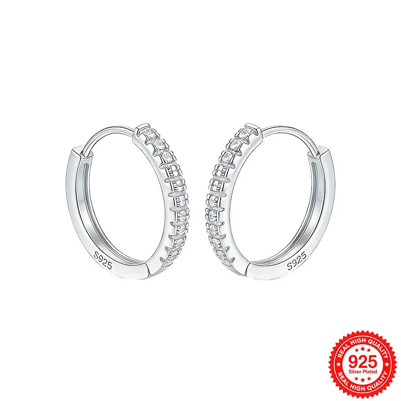 925 Sterling Silver Hoop Earrings for Women 14K Gold Plated Cubic Zirconia Small Huggie Hoops Minimalist Jewelry Gift for Her