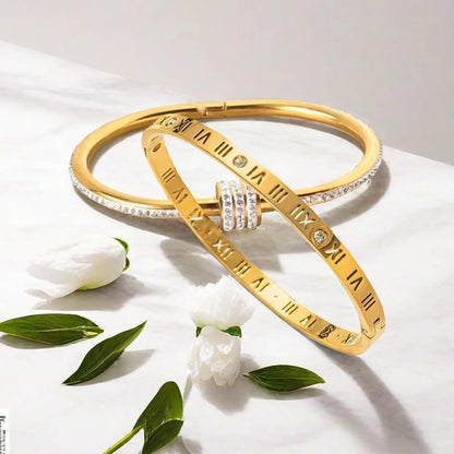 Hot Sale Gold Plated Double-Layer Bracelet CZ Inlaid Luxury Bangle for Women Fashion Trendy Jewelry Perfect Gift for Daily Wear