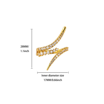 Cross Wrap Ring for Women CZ Zircon Adjustable Open Ring Minimalist Fashion Jewelry Gold Silver Color Statement Ring Gift