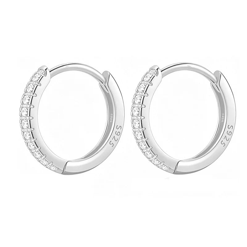 925 Sterling Silver Hoop Earrings for Women Men Micro Pave CZ Minimalist Huggie Hoops Hypoallergenic Stackable Ear Jewelry Gifts