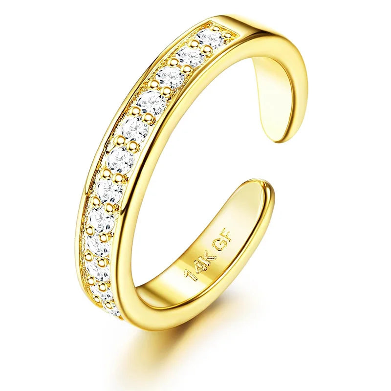 14K Gold Filled Toe Rings for Women Waterproof Open Toe Rings Adjustable Non Tarnish Hug CZ Toe Ring Summer Beach Foot Jewelry