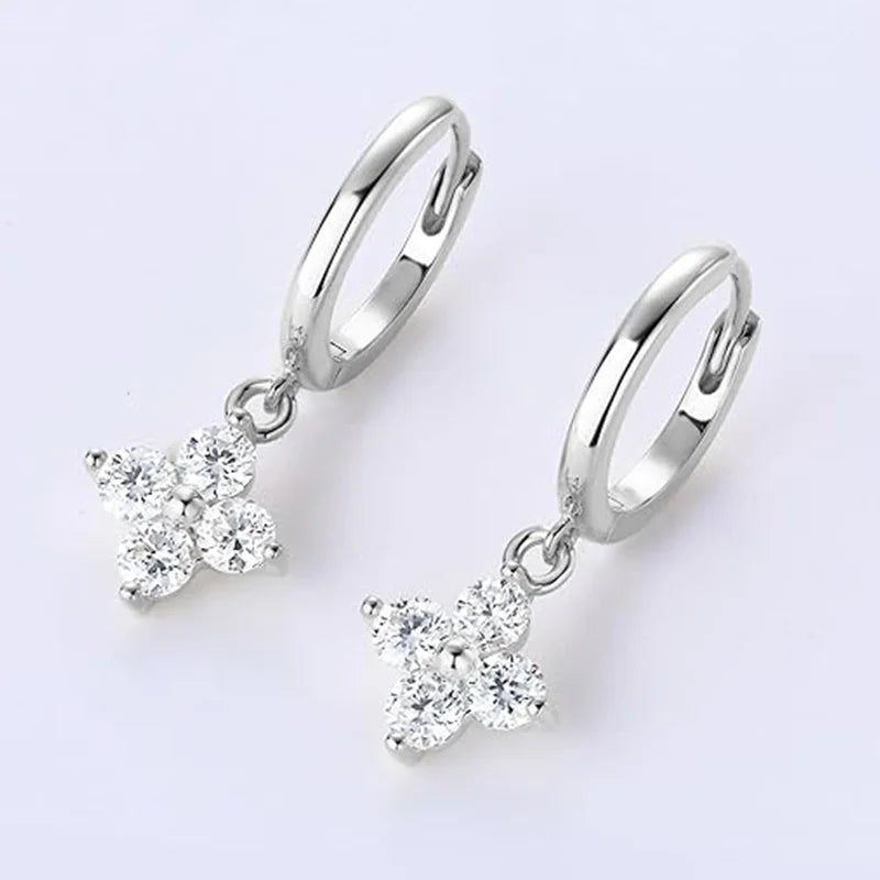 14K Gold/Silver Plated Flower Bracelets for Women Cubic Zirconia Four Clover Leaf Charm Dainty Bracelets Shiny Jewelry Gifts