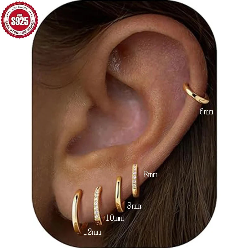 925 Sterling Silver Hoop Earrings for Women Men Micro Pave CZ Minimalist Huggie Hoops Hypoallergenic Stackable Ear Jewelry Gifts