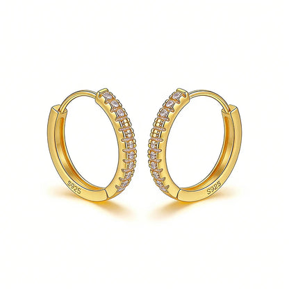 925 Sterling Silver Hoop Earrings for Women 14K Gold Plated Cubic Zirconia Small Huggie Hoops Minimalist Jewelry Gift for Her