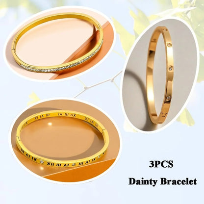 Hot Sale Gold Plated Double-Layer Bracelet CZ Inlaid Luxury Bangle for Women Fashion Trendy Jewelry Perfect Gift for Daily Wear
