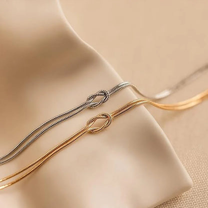 Matching Bracelets for Couples Best Love Knot 18K Gold Plated Herringbone Chain Bracelet Relationship Jewelry for Friend Dainty