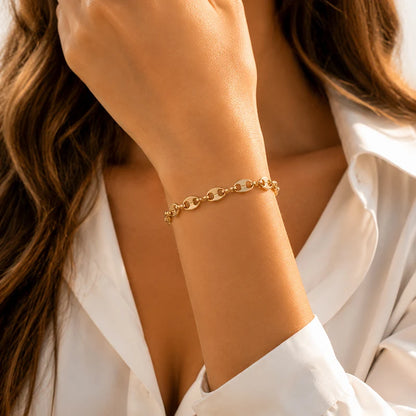 Stainless Steel Pig Nose Chain Bracelet for Men Women Oval Link Bracelet Minimalist Jewelry Gold Silver Color Bracelet Gift
