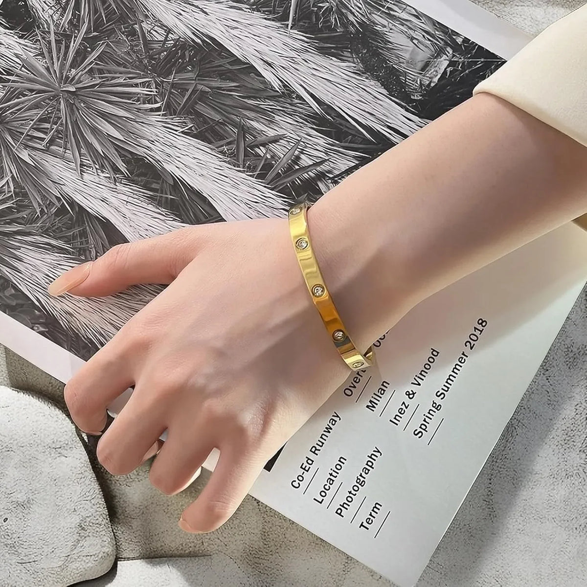 Hot Sale Gold Plated Double-Layer Bracelet CZ Inlaid Luxury Bangle for Women Fashion Trendy Jewelry Perfect Gift for Daily Wear