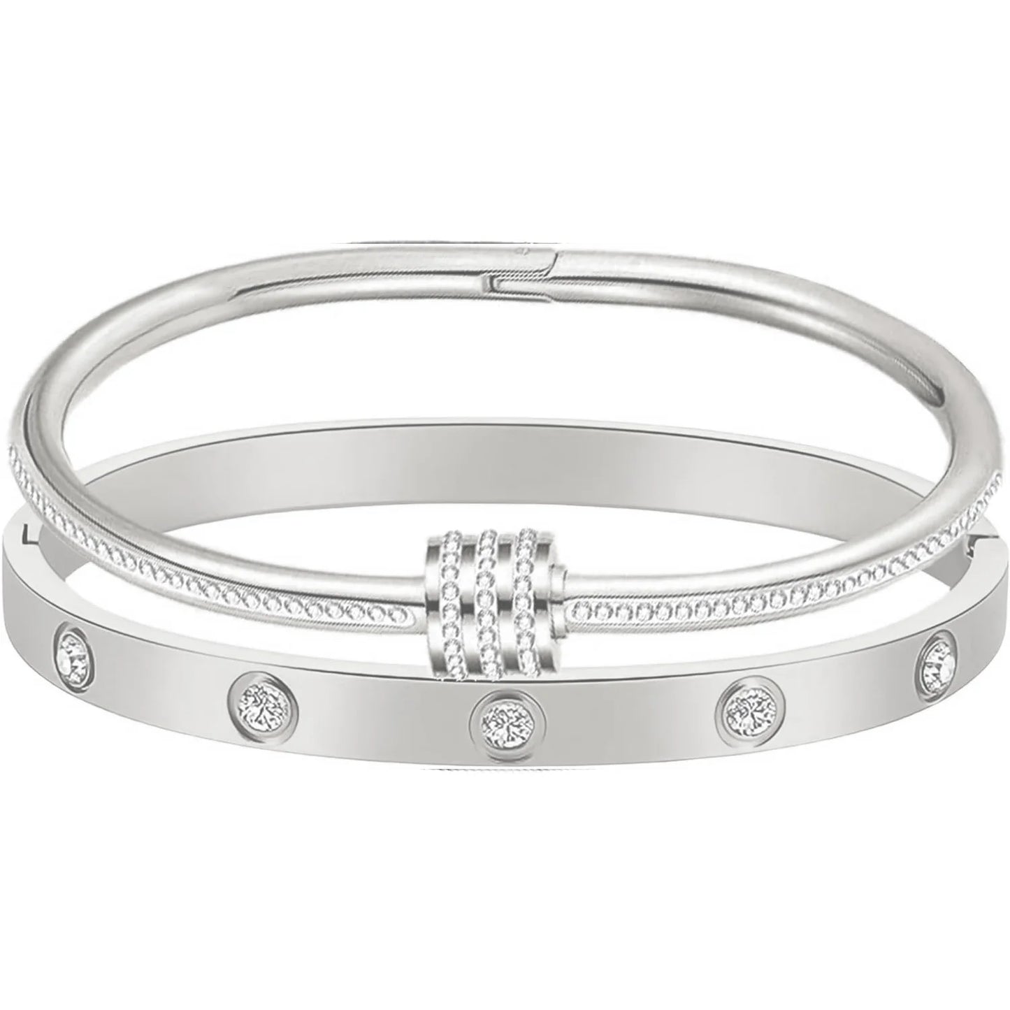 Hot Sale Gold Plated Double-Layer Bracelet CZ Inlaid Luxury Bangle for Women Fashion Trendy Jewelry Perfect Gift for Daily Wear