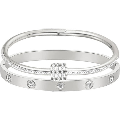 Hot Sale Gold Plated Double-Layer Bracelet CZ Inlaid Luxury Bangle for Women Fashion Trendy Jewelry Perfect Gift for Daily Wear