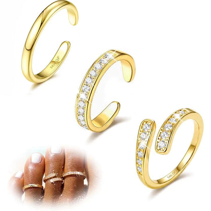 14K Gold Filled Toe Rings for Women Waterproof Open Toe Rings Adjustable Non Tarnish Hug CZ Toe Ring Summer Beach Foot Jewelry