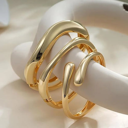 18K Gold Plated Hand Bracelets Bangle for Women Trendy Open Chunky Twist Cuff Bracelet Non Tarnish Waterproof Jewelry Gift